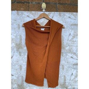 Sarah Pacini Sleeveless Sweater Vest – Rust Orange Knit, One Size (17″ P2P)